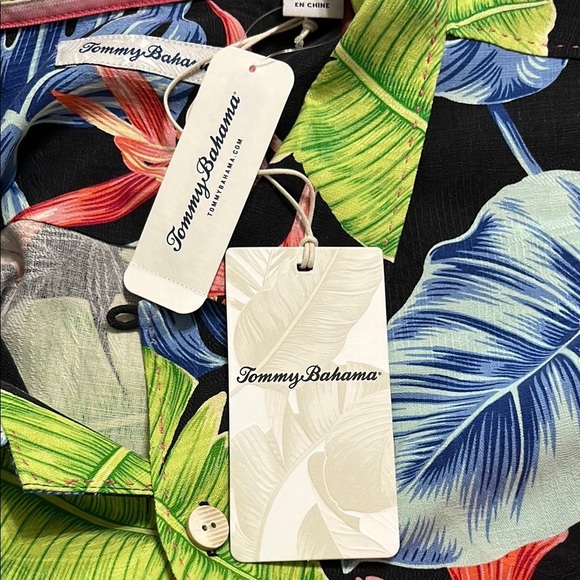 Tommy Bahama Hibiscus Grove 100% Silk Short Sleeve Camp Floral Black Pink - Picture 8 of 16